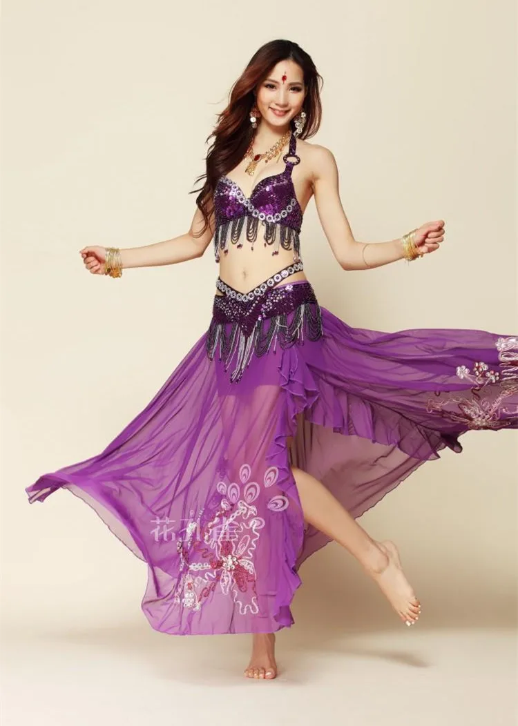 Юбка для танца живота из 3 предметов (бюстгальтер + пояс юбка)|bollywood indian costume|belly dance