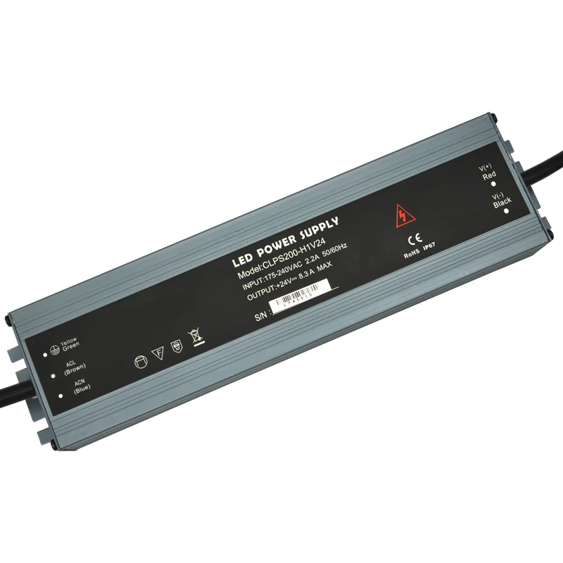 SANPU 24 V светодиодный драйвер 200 W 8A Водонепроницаемый IP67 24VDC режим переключение, Питание Источник питания переменного тока DC освещение трансформатор постоянного тока 24В Алюминий тонкий - Цвет: with no Logo