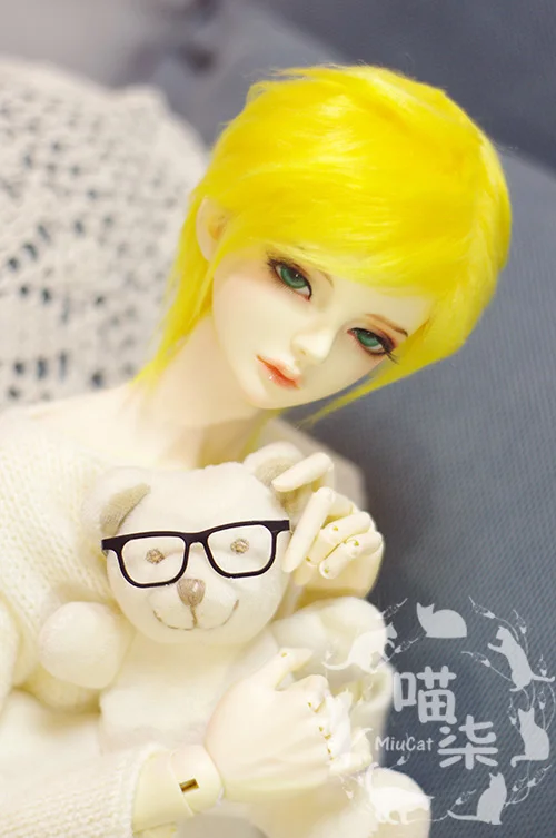 Bjd кукла парик 1/12 1/8 1/6 1/4 1/3 мех, цвет черный - Цвет: Цвет: желтый