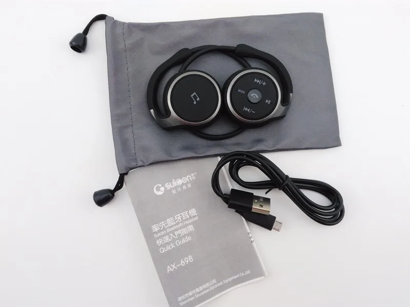 Suicen AX-698 Bluetooth EDR нашейные беспроводные FM радиокарта мобильные спортивные Auriculars стереонаушники для музыки гарнитура наушники