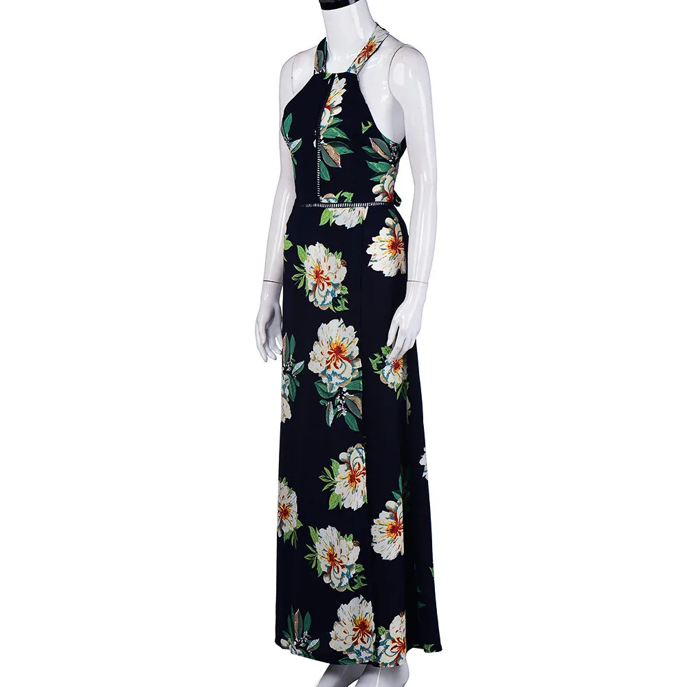 Robe de femme ete 2019 Для женщин из шифона с цветочным рисунком без рукавов открытой