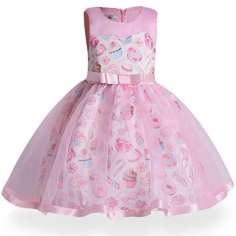 New Year Day Baby Girls dress ice cream print of Children's Dress Kids Party Wear Girl Ceremony Vestido Christmas Clothes | Детская