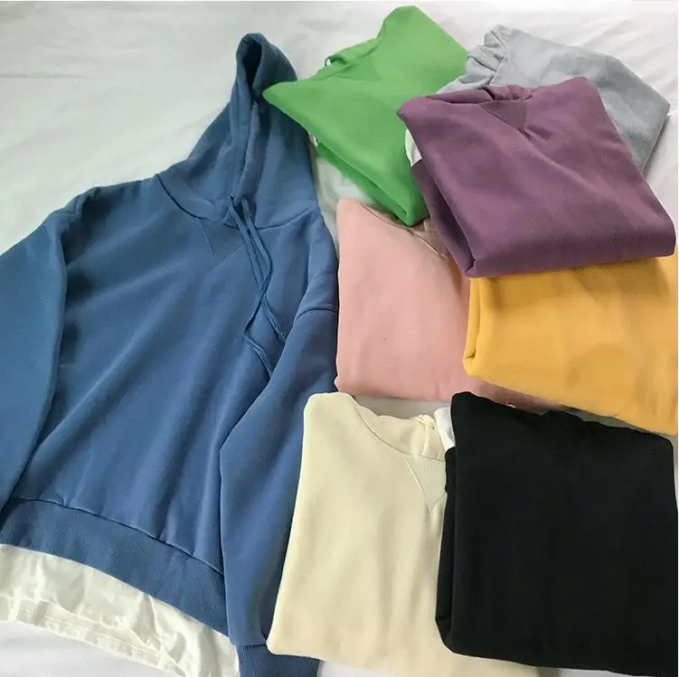 

Autumn new loose fake two piece long sleeve hooded pullover sweater