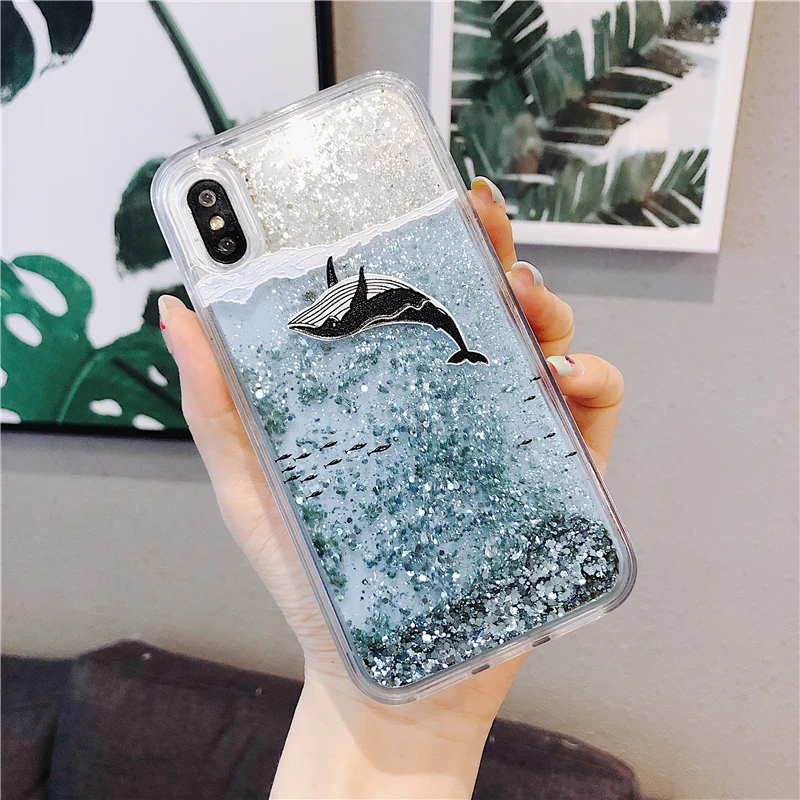 Динамический Жидкий чехол для iPhone 6 6S 7 8 Plus зыбучий песок задняя крышка X XR XS Max