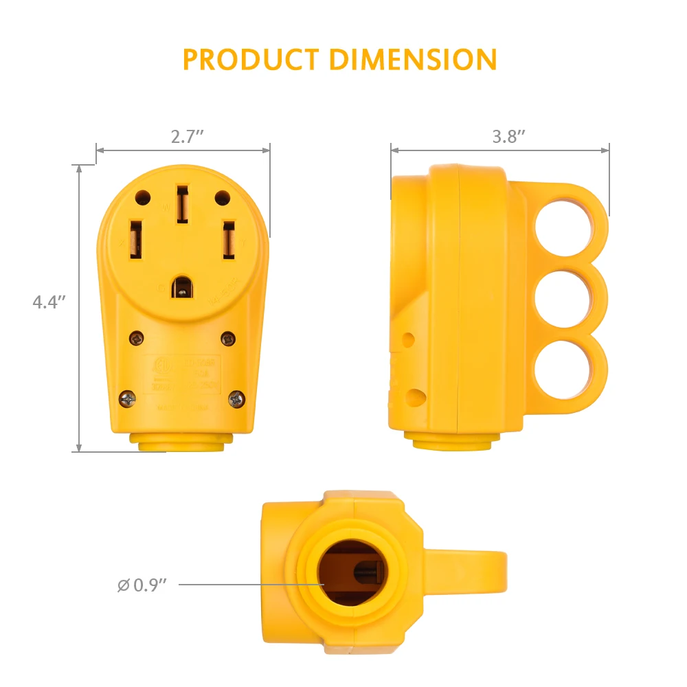 Сменная штепсельная вилка MICTUNING 125/250V 50Amp Heavy Duty RV Female с эргономичной ручкой 50A
