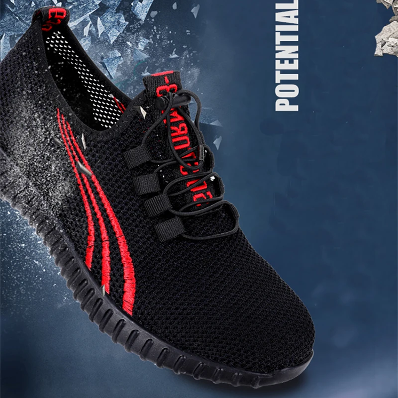 2019 New High Quality Men's Safety Shoes Breathable Mesh Summer Steel Toe Cap Anti-piercing Lightweight Non-slip Outdoor Work | Обувь