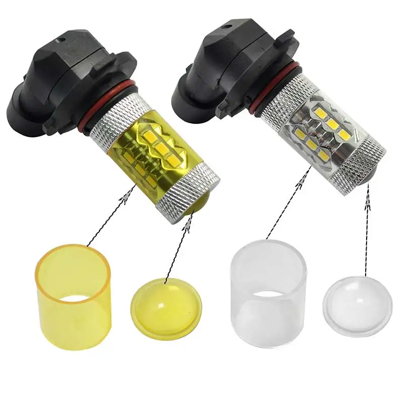

2pcs H10 9145 6000K White + Golden Yellow 80W Car LED Fog Driving Light 2323 Bulb M8617