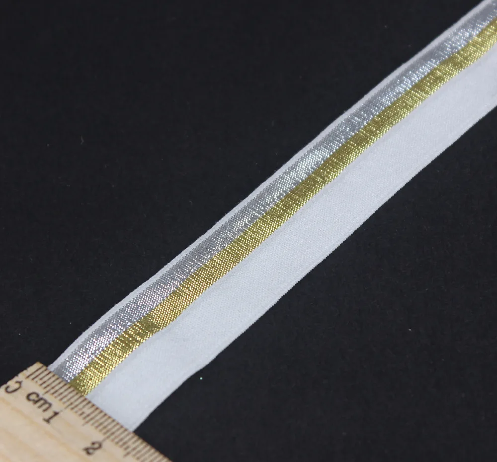 19 мм белая Золотая эластичная стрейч лента для отделки лямки аппликационные