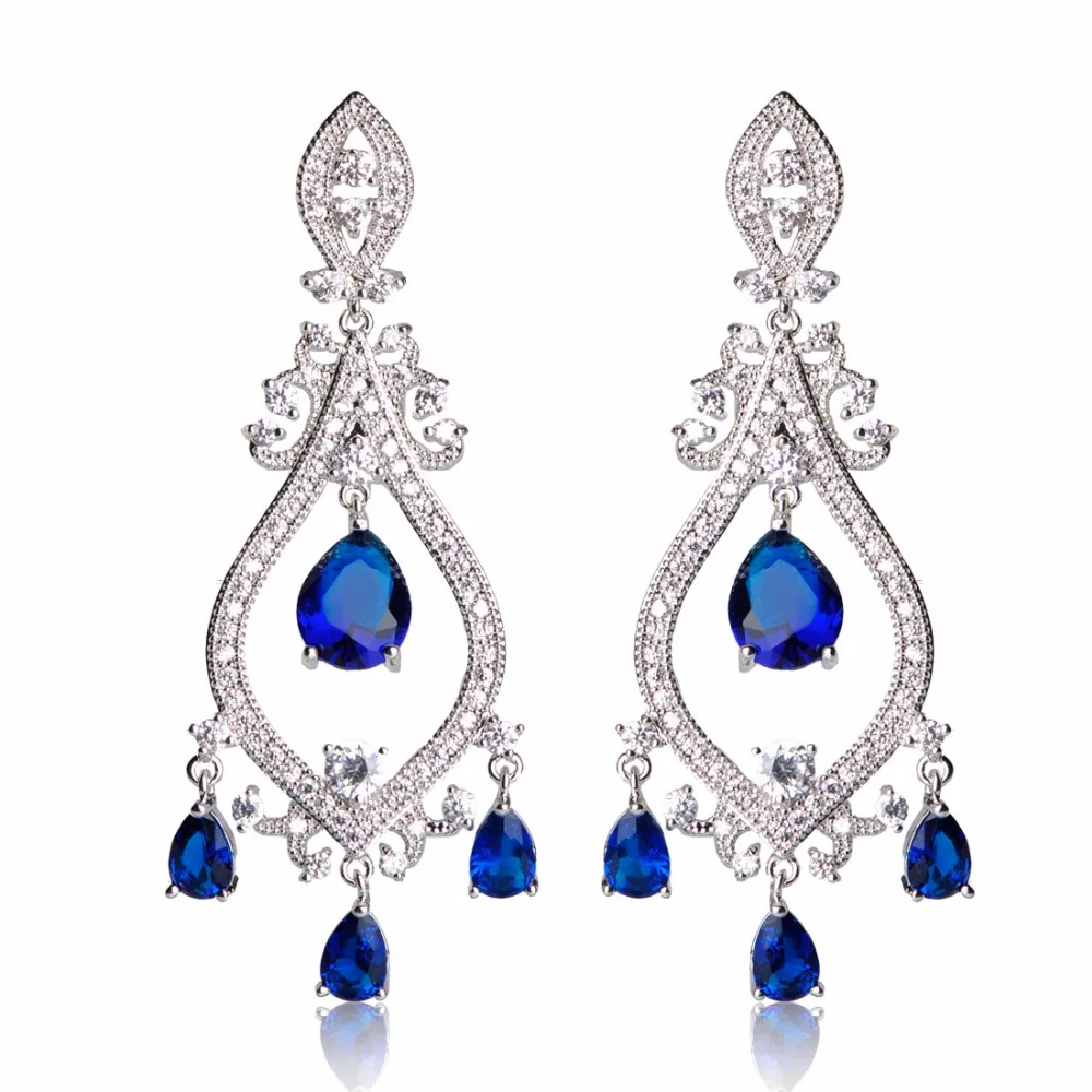 Blucome Water Drop Rhinestone Серьги Для Девушки Женщин Родий Позолоченный CZ Циркон