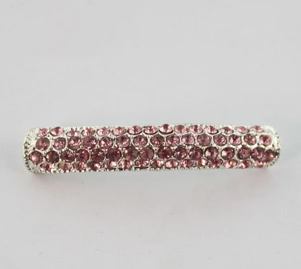 

10PCS Pink Pave Rhinestone Spacer Tubes 42.5mm #22897