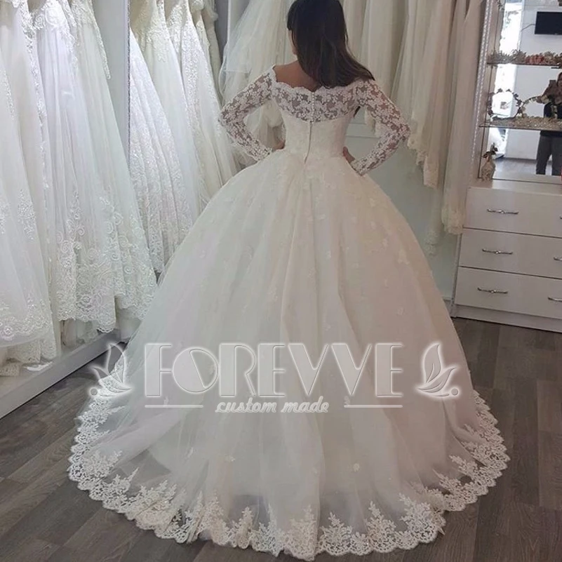 Новинка года; белое кружевное свадебное платье принцессы; Vestido De Noiva; приталенное прозрачное бальное платье с длинными рукавами; свадебное платье; Robe De Mariage