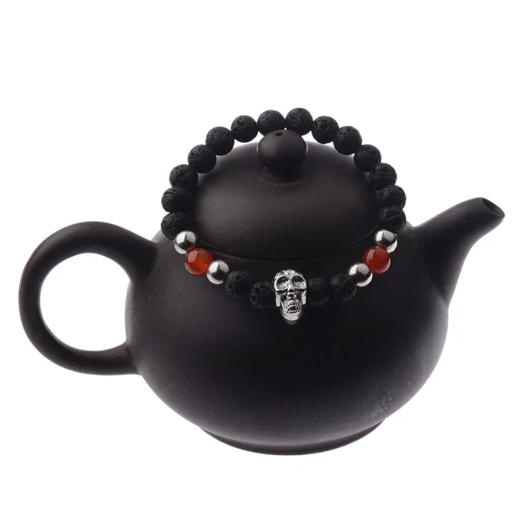 DANJIE 2018 HOT natural stone SKULL men bracelets Bead energy volcanic women bracelet metal alloy | Украшения и аксессуары