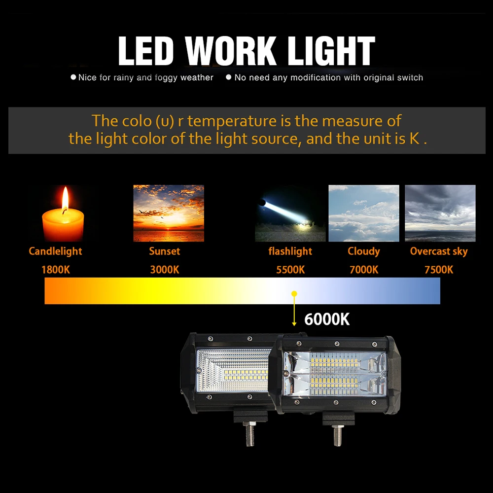 CO LIGHT 4 шт. внедорожный рабочий свет 72 Вт световая балка 5 дюймов точечный