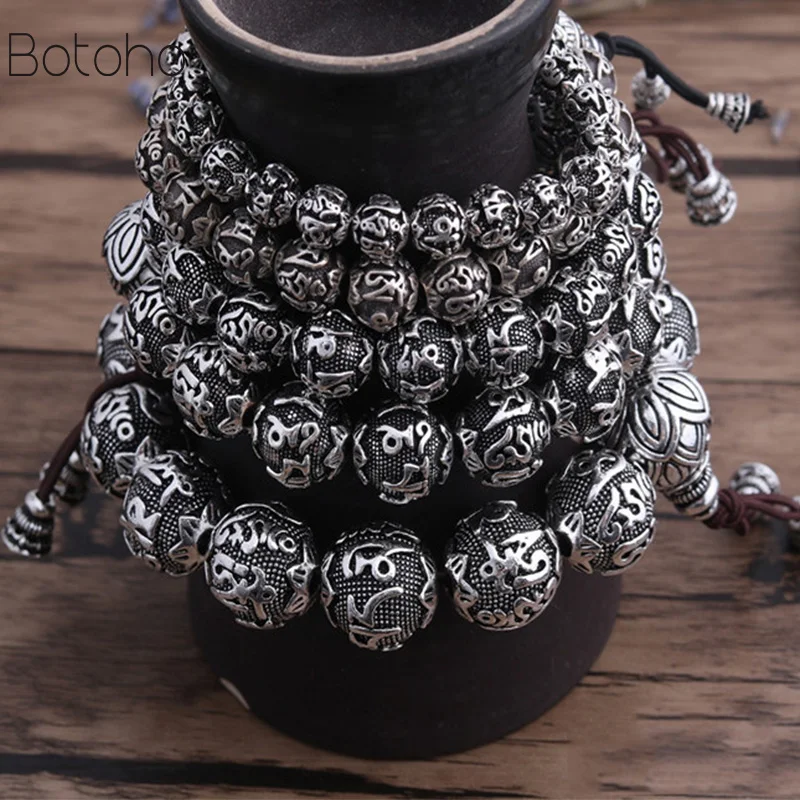 Budismo Mantra Pulseira Sólida 999 Contas Buddha para Unisex Do Vintage Jóias de Prata Fina Alongamento очаровательный браслет