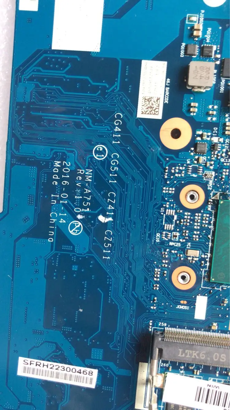 KTUXB CG411 CG511 CG411 NM-A751 для lenovo Тетрадь материнская плата 510-15ISK 310-15ISK Процессор i7-6500U DDR4 4G Оперативная память Тесты ОК