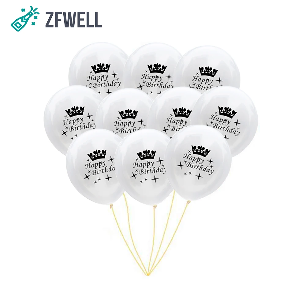 ZFWELL 12 шт. дюймовый белый прозрачный шар с надписью на день рождения латексный