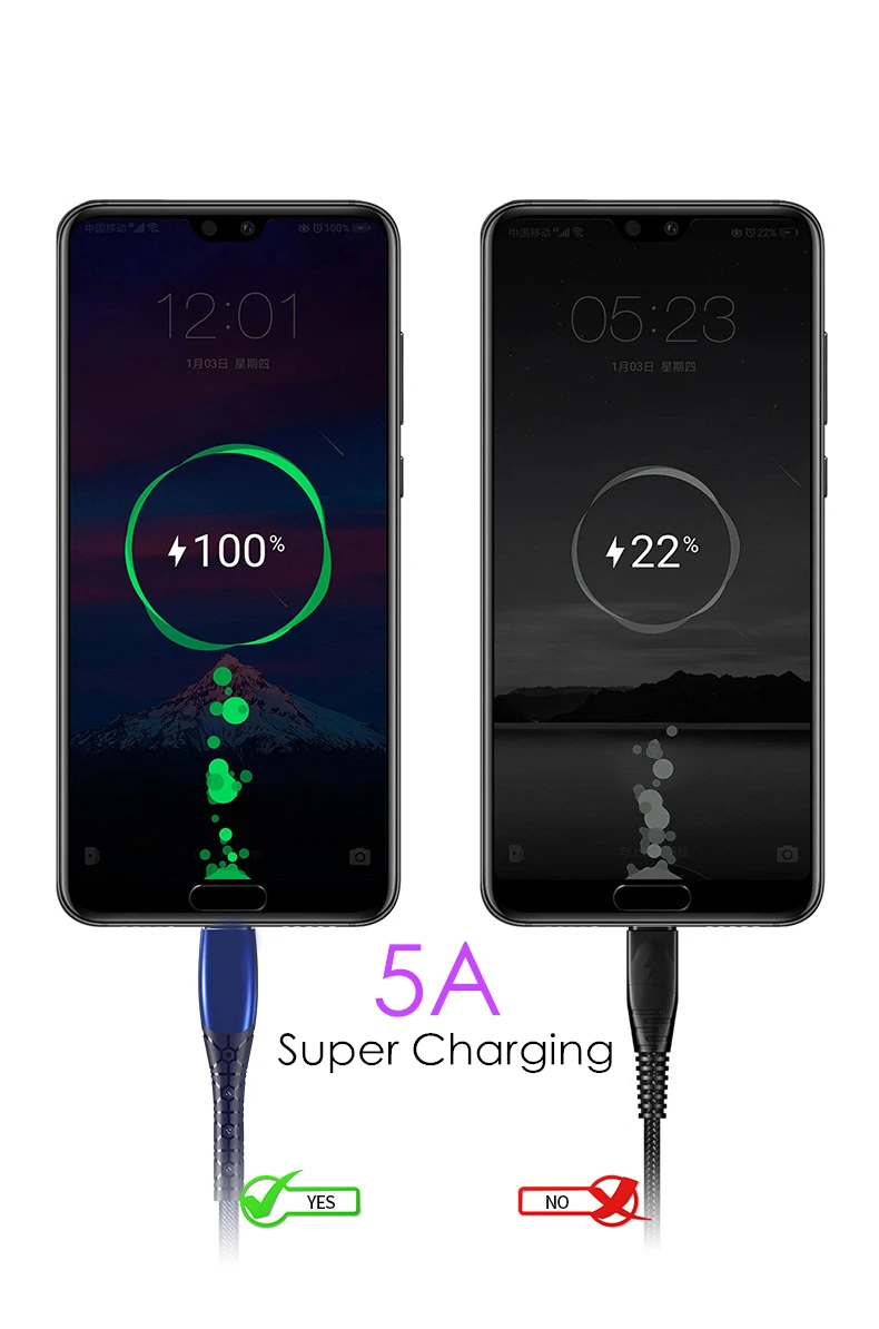 5A супер зарядный usb-кабель type C кабель джинсовый Плетеный Supercharge type C кабель для huawei P20 P30 Lite Pro V20 mate 20