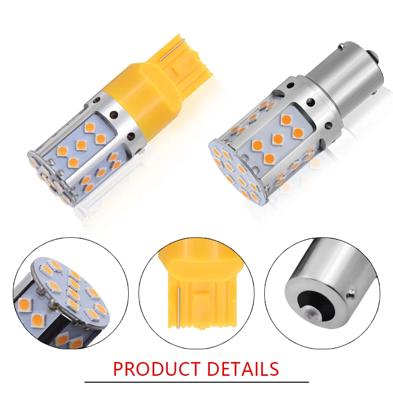 2 шт Автомобильный светодиодный 1156 P21W BA15S PY21W BAU15S 3156 7440 3030 35 SMD ошибок Canbus