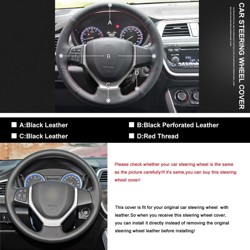 DIY Швейные-on из искусственной кожи крышка рулевого колеса точное подходят для Suzuki