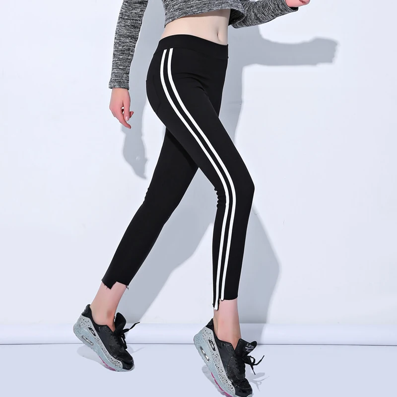 2017 г. Новые Модные женские леггинсы полосатый патч работа Твердые фитнес Штаны