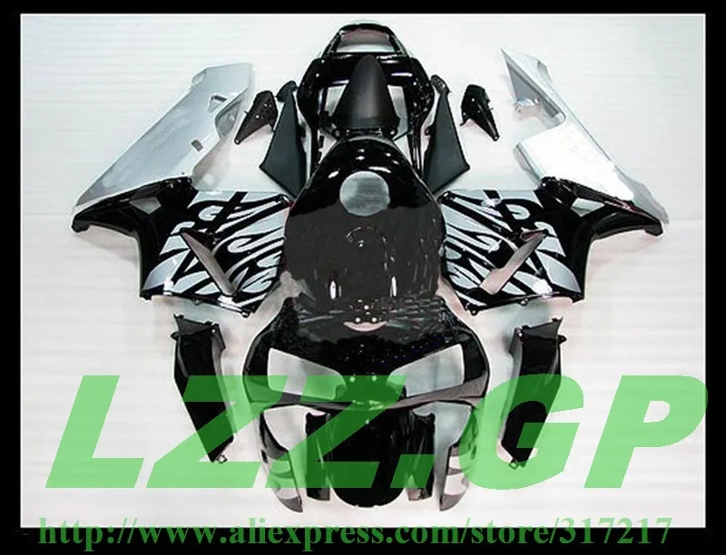 

100%Fit injection mold fairing kits Black Flame for HONDA CBR600 RR 2003 2004 CBR 600RR 03 04 CBR600RR F5 03 04 Fairings LZZ.GP