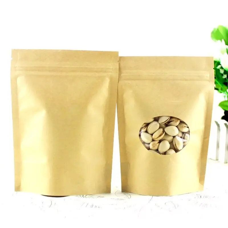 50 шт. мешки из крафт бумаги на молнии с прозрачным круглым окошком|Подарочные