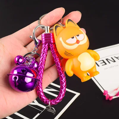 Мультфильм милый Кофе кошка брелок Брелоки для ключей колокольчики Кожаные