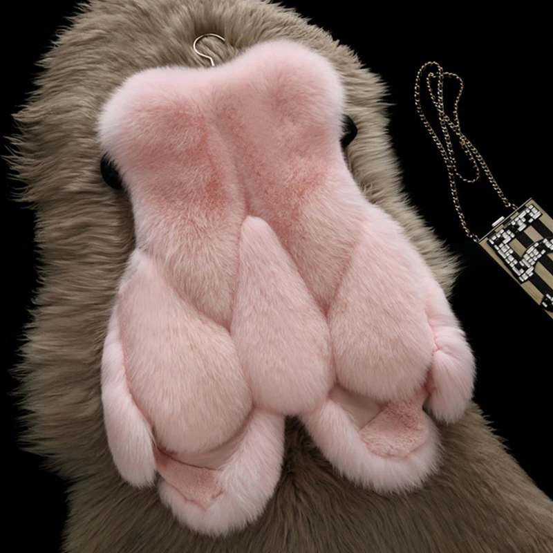 Новое поступление зимний плотный теплый меховой жилет серый женский из