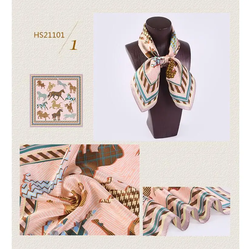 Шарф Бандана с принтом лошади шарфы и накидки из 100% чистого шелка|square silk scarves|pure