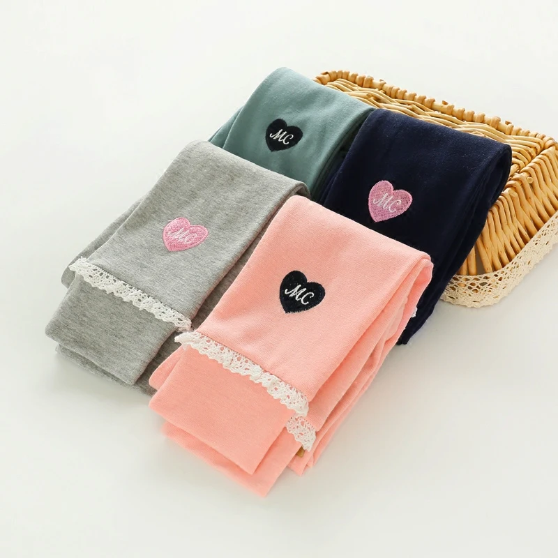 Брюки для девочек весенние Осенние леггинсы Детские Эластичные Цветочные