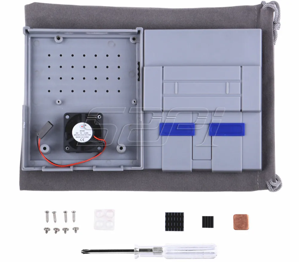 52Pi NES Стильный чехол Корпус SNES Чехол комплект с охлаждающим вентилятором радиаторы для Raspberry Pi 3 Model B Plus/3 B/2 B/SNESPi
