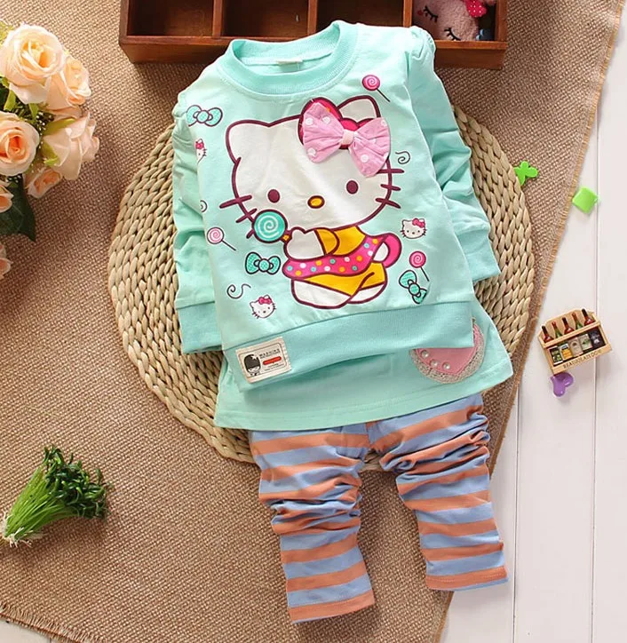 New 2014 autumn baby sets girls apparel long sleeved shirt and pants casual suit kid's clothing set for girl | Детская одежда и