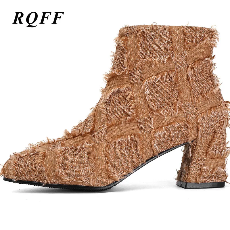 Обувь 2019 г. Новые женские ботильоны осень-зима модные ботинки на среднем