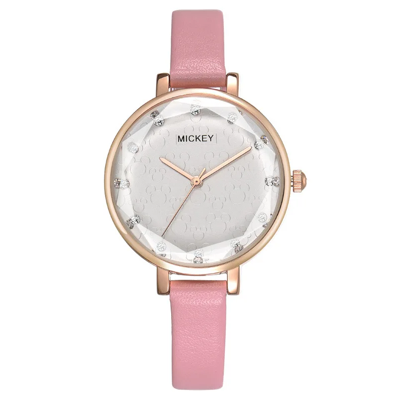 Женские часы Disney из натуральной кожи кварцевые женские с Микки Маусом роскошные
