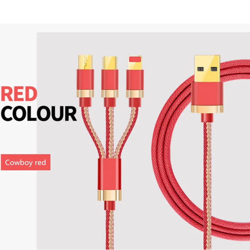 3 в 1 мобильный 2AMAX телефонный кабели для iPhone 6 Samsung Micro USB type C зарядное устройство для Xiaomi huawei Быстрая зарядка type-C Дата кабель - Цвет: Red