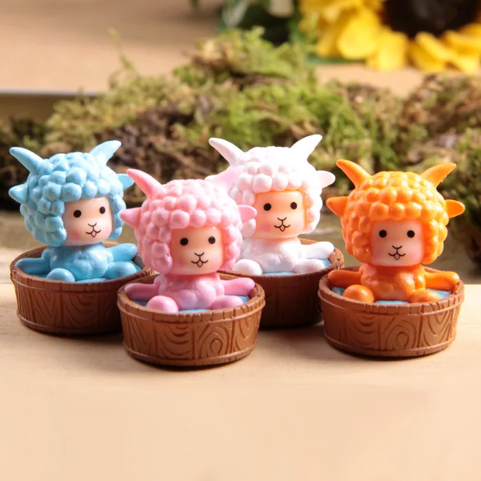 New Arrival 3 cm bathtub lamb microscopic bonsai micro landscape small garden decoration ornament action figure free shipping | Игрушки и