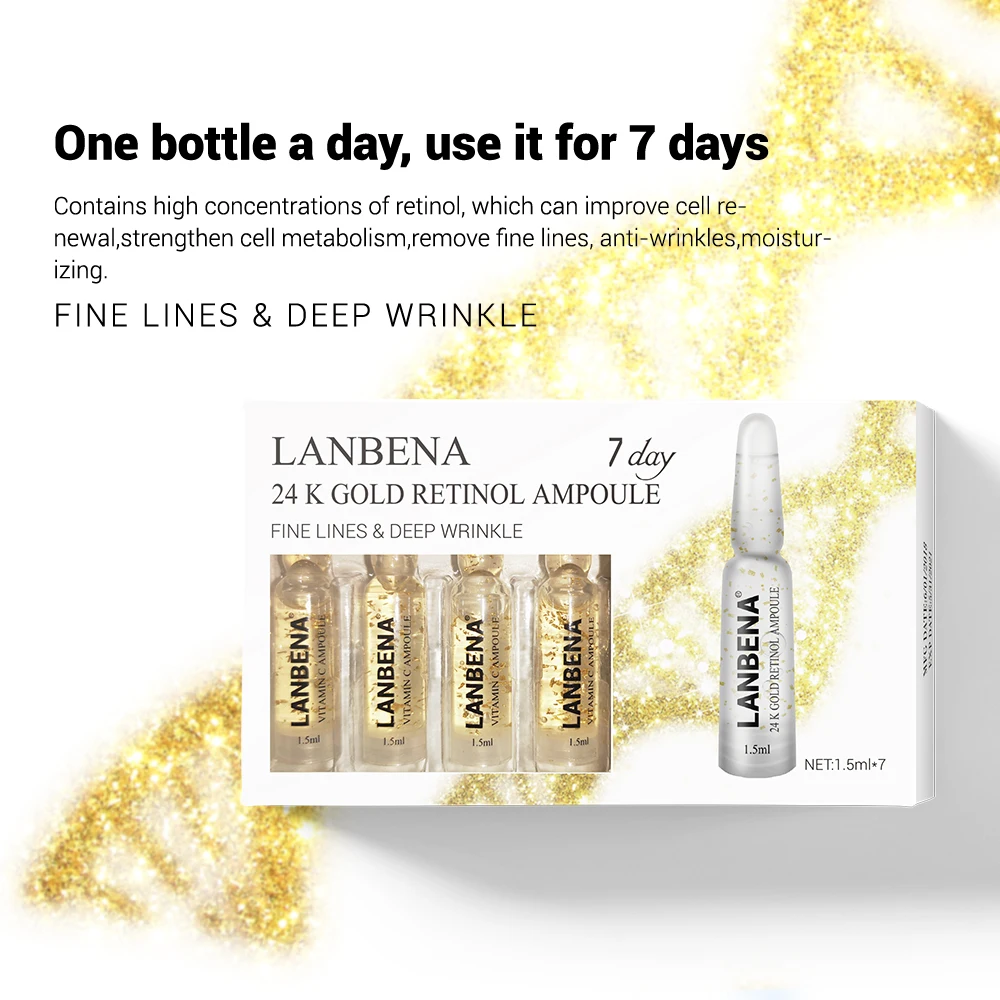 LANBENA Сыворотка для лица 24K Gold Retinol Ampoule сыворотка анти старения морщин лифтинг
