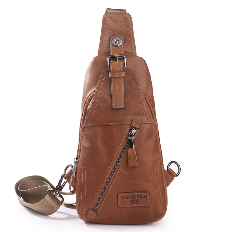 2017 натуральная кожа магнитная кнопка открытия мужской нагрудный рюкзак модный