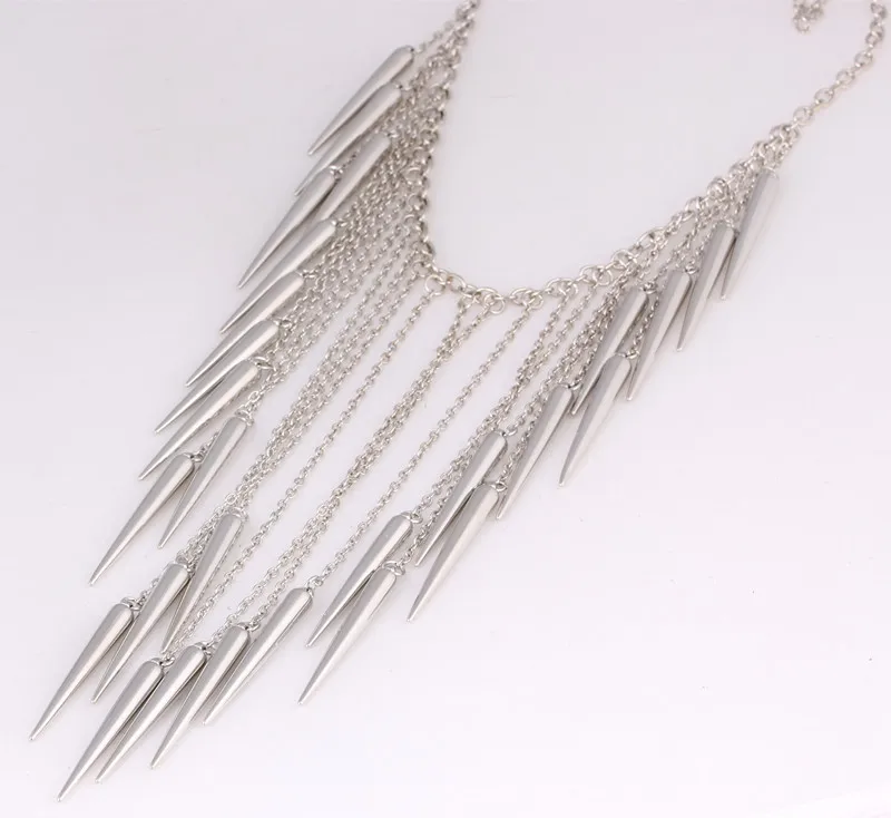 

Choker Collar Boho Bohemian Ethnic Power Maxi Statement Necklace Long Tassel Ethnic Silver Plated Punk Necklace Vintage Women