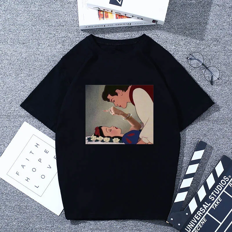 WC01-04-Hei ZSIIBO Women's Dark Snow White Harajuku Fashion T Shirt O-Neck Fck You Punk T-Shirt Print Casual Short Sleeve Tshirt Streetwear - Цвет: WC01-04-Hei