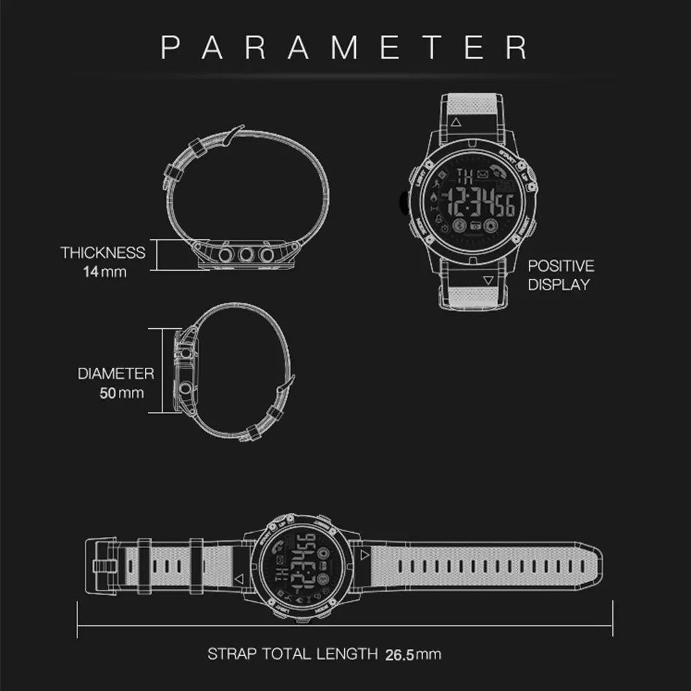 Spovan мужские часы водонепроницаемые P68 Bluetooth Смарт контроль цифровые наручные для