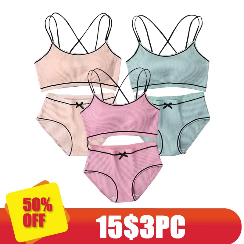 Image color Комплект из 3 предметов, женское нижнее белье, серое хлопковое нижнее белье, комплект из бюстгальтера и трусиков высшего качества, бюстгальтер пуш-ап, бюстгальтер, женское нижнее белье - Цвет: Image color