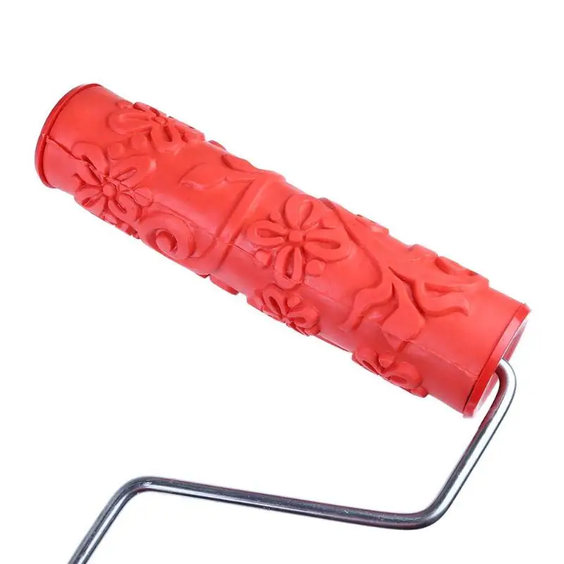 DIY Pattern Rubber Roller Wall Decoration Art Paint Wall Embossing Roller Paint Rollers with Handle Painting Supplies