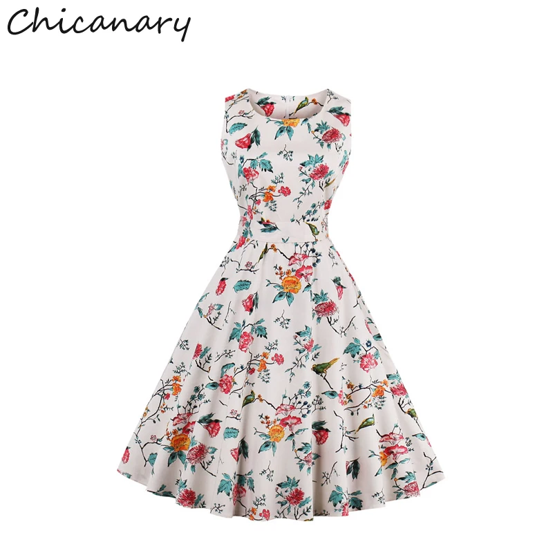 Chicanary женское платье старинные 1950-х годов цветочный Весенний сад Пикник