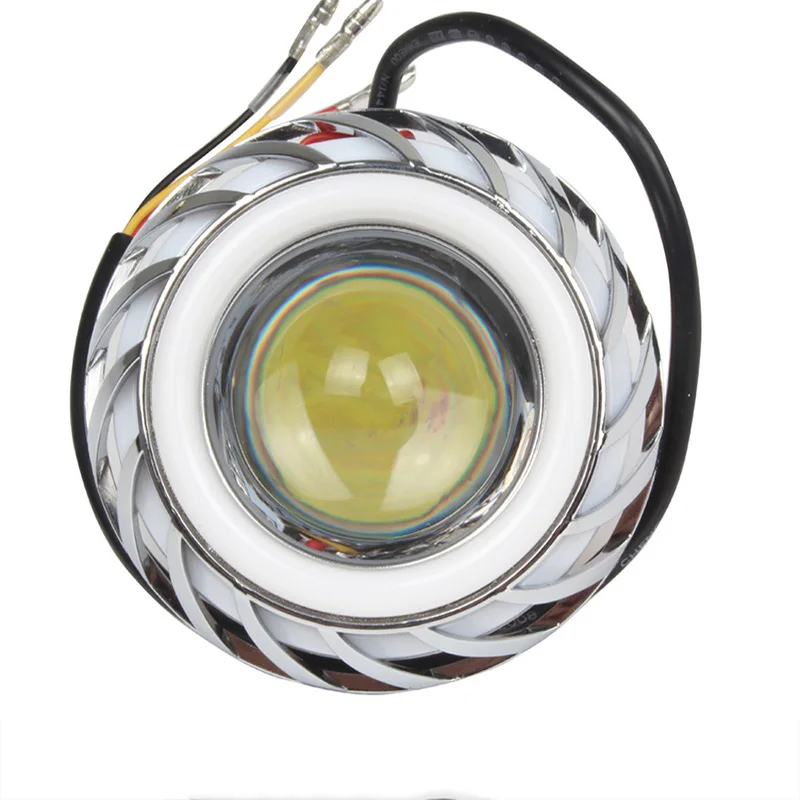 

HEHEMM 10W LED Lens Double Light Angel Eye Motorcycle Headlight Lamp White