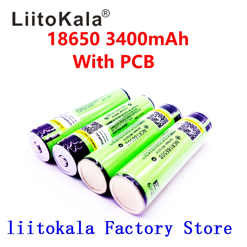 LiitoKala 18650 3400mAh аккумулятор 3,7 V литий-ионный аккумулятор с защитой от PCB