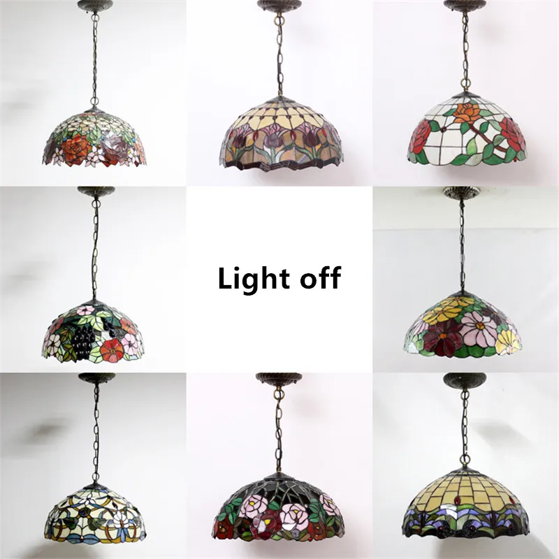 FUMAT витражная Подвесная лампа 16 &quotСтеклянная художественная для гостиной сада