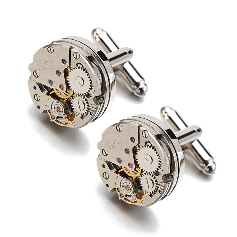 Новинка запонки с механизмом для часов мужских часов|watch movement cufflinks|movement cufflinkscuff