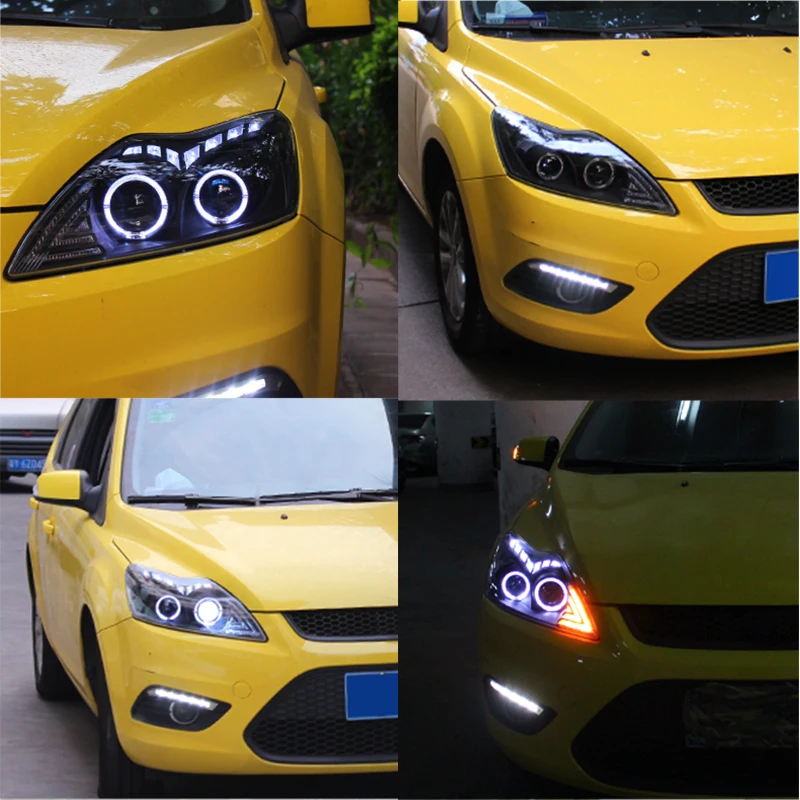 Hlxg для Ford Focus 2009 2013 светодиодный фары в сборе HID галогенные лампы дневные ходовые