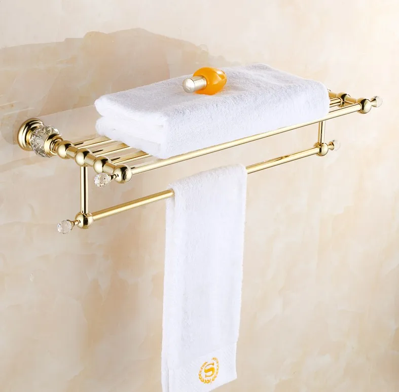 Роскошная вешалка для полотенец из твердой меди с золотым покрытием современные